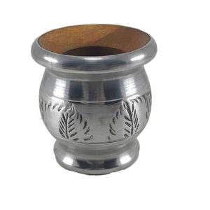 Mate bocón forrado con aluminio, cincelado especial - Algarrobo