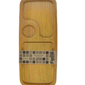 Tabla copetinera combinada, forma irregular, rustica (3 huecos) - Algarrobo