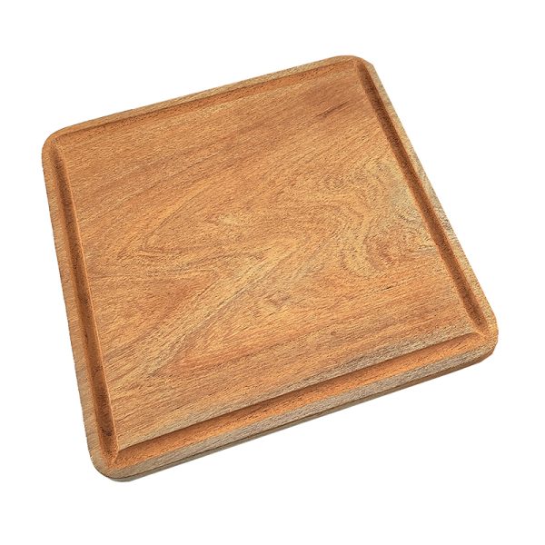 Plato cuadrado de 22 x 22 cm., con ranura - Algarrobo