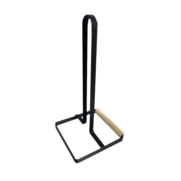 PORTA ROLLO CUAD. METAL NEGRO Y MADERA