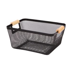 CANASTA ORGANIZADORA PLASTICA MANGOS MADERA