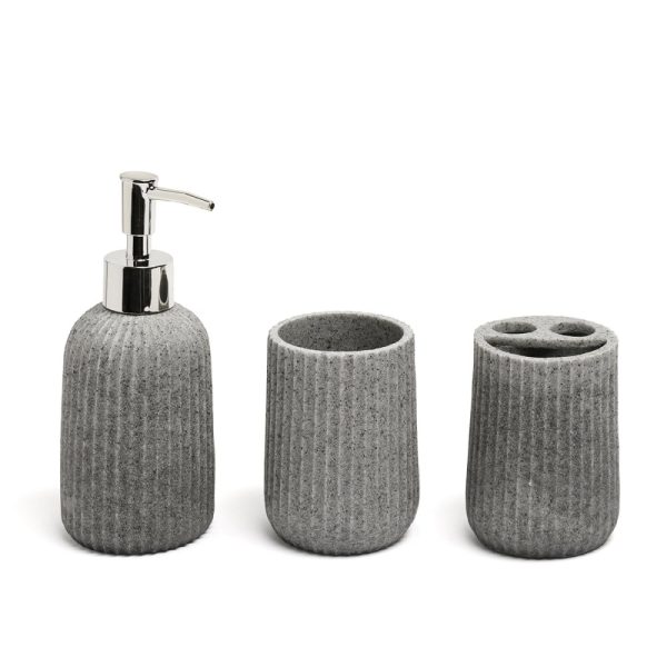 SET BAÑO RESINA 3 PIEZAS GRIS