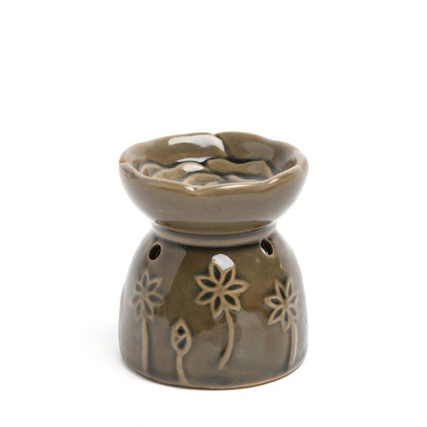 HORNILLO CERAMICA GRIS FLORES
