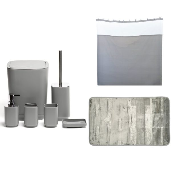 SET BAÑO + ALFOMBRA + CORTINA