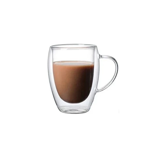TAZA DOBLE VIDRIO CON ASA 250 ML