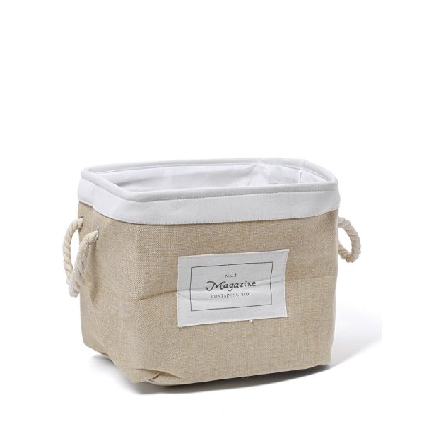 Cesta 32 x 32 cm lino c/ asas soga beige