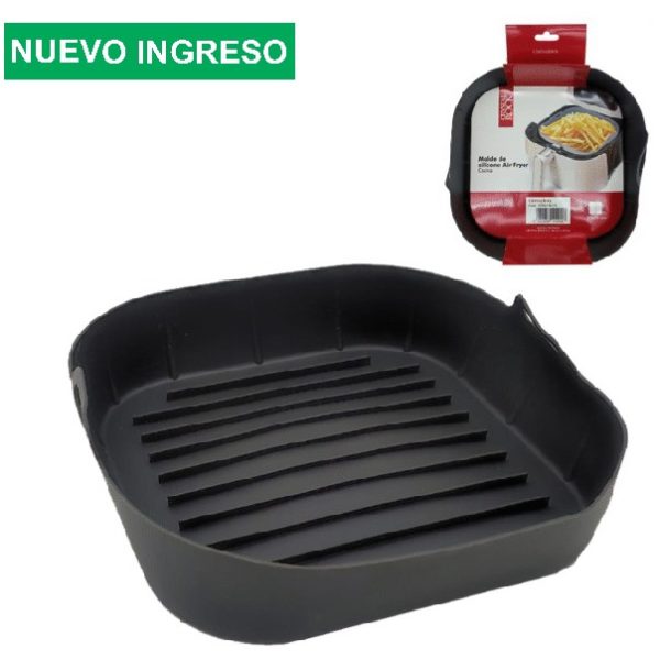MOLDE CUADRADO SILICONA CON MANIJAS 17CM