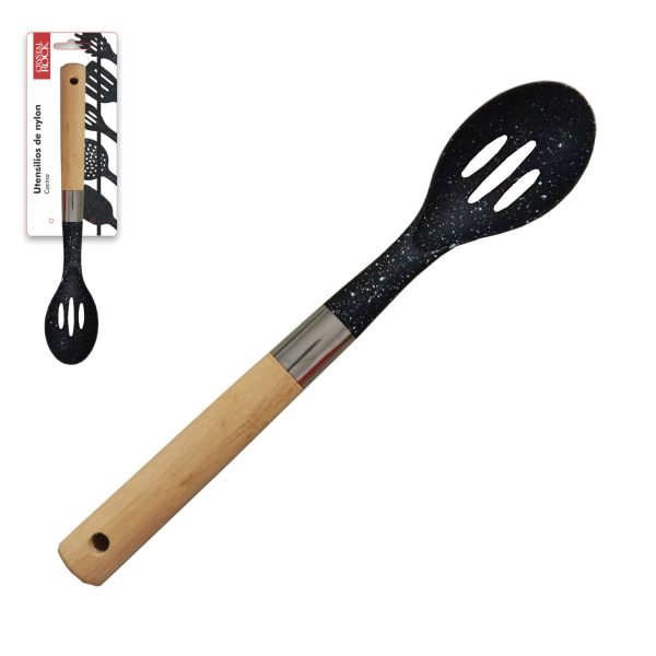 CUCHARA GUISERA NYLON MANGO MADERA