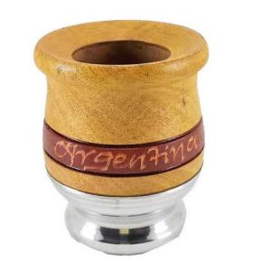 Mate Algarrobo c/guarda pintada y pirograbada Argentina
