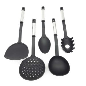 ET * 5 UTENSILIOS TEFLON MANGO ACERO